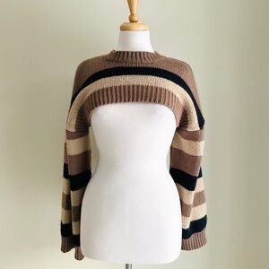 Striped Brown & Cream Shrug